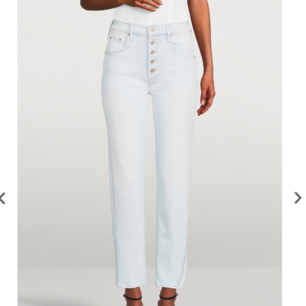 Mother the pixie Tomcat Straight-Leg denim  jeans white